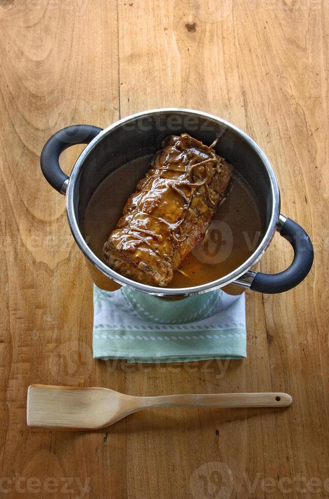 maceta carne en presión Horno visto desde encima foto