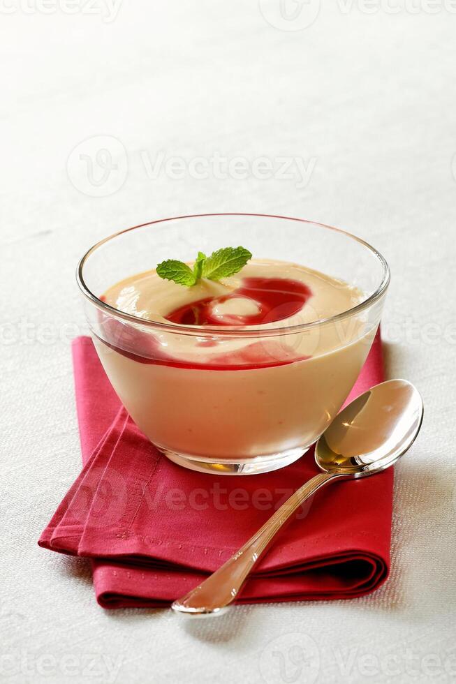 Papaya cream with cassis liqueur, Brazilian dessert photo