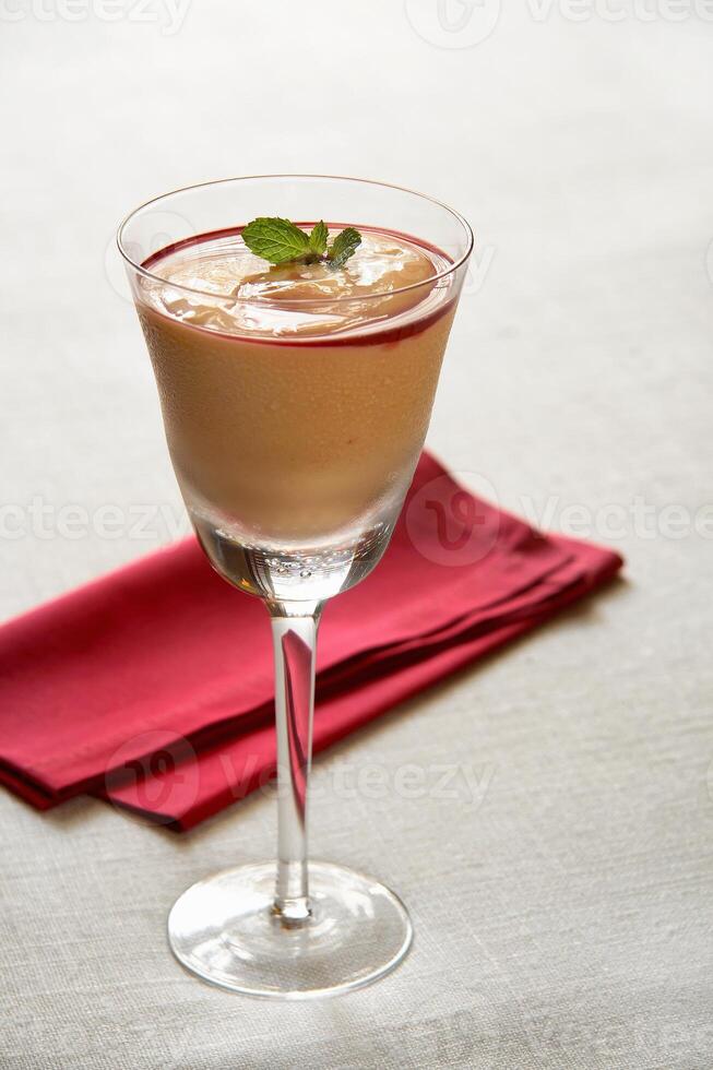 Papaya cream with cassis liqueur, Brazilian dessert photo