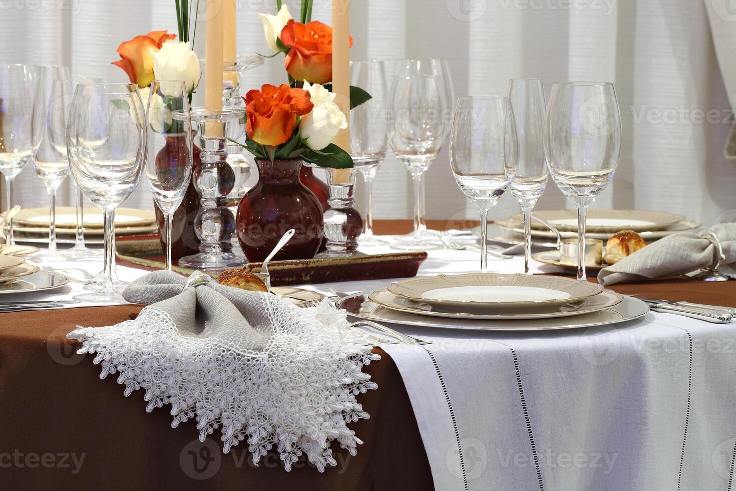 table set up for formal dining with all the details photo