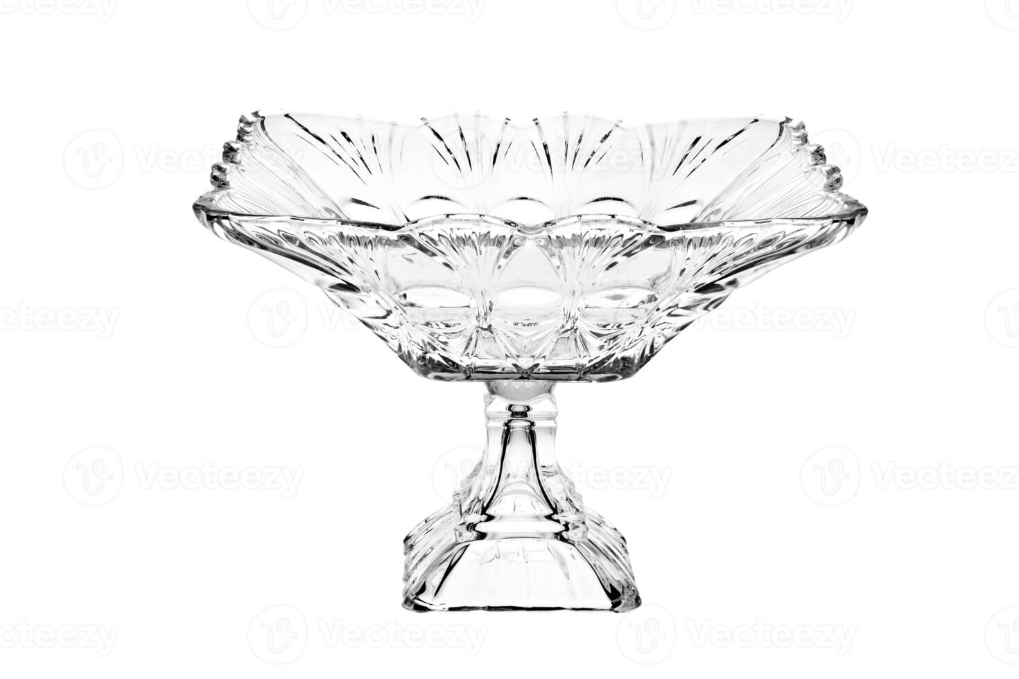 glass dish with beautiful design on white background photo
