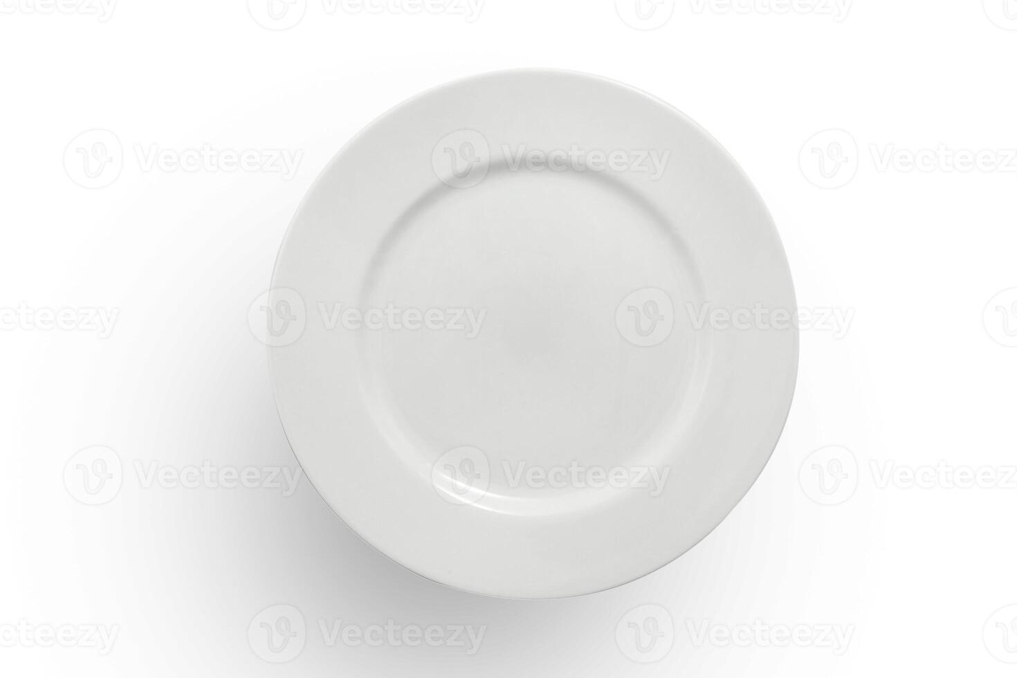 beautiful crockery plate seen from above on white background photo