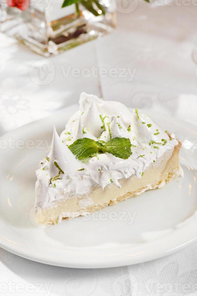 lemon tart with whipped cream photo