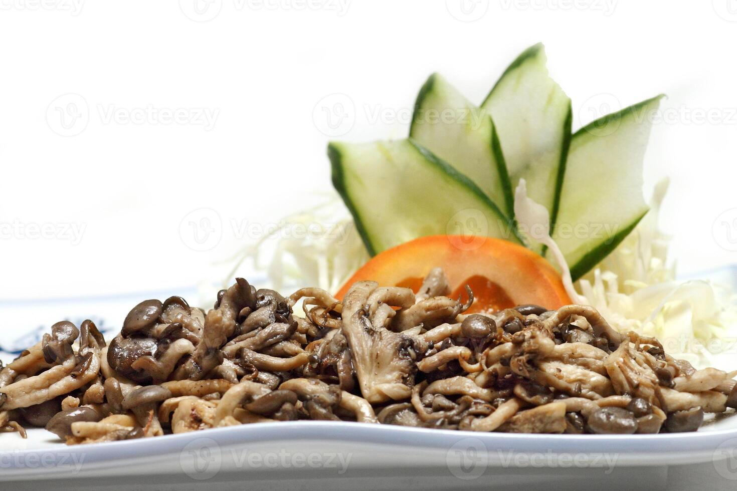 Shimeji, type of mushroom with butter, chives, garlic, soy sauce, sugar and oil photo