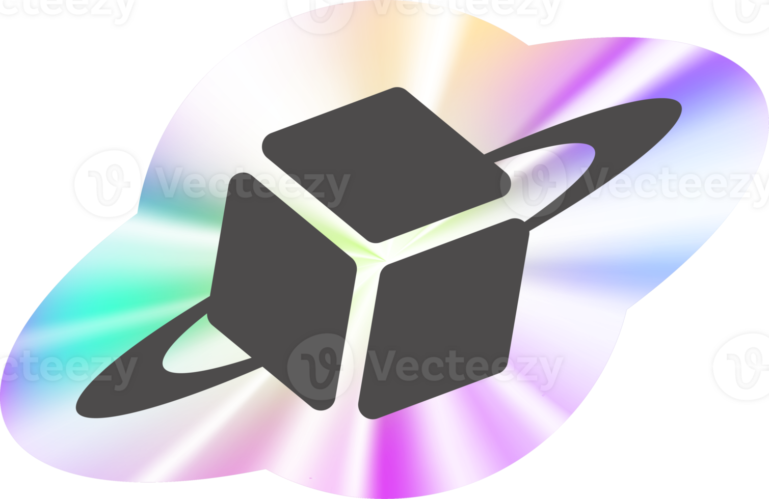 Y2k holographic sticker Cosmic orbit cube png