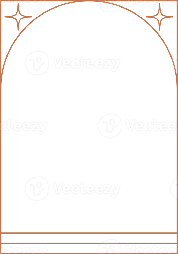 estético marco forma. contorno mínimo gráfico elemento con estrellas. resumen boho arco con destellos de moda geométrico modelo para póster y historia. png