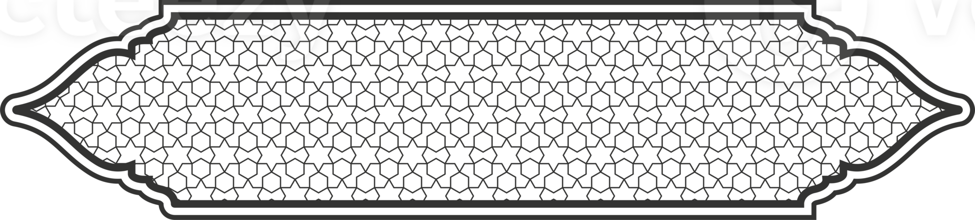 Ramadan Arabic shape. Islamic frame with ornament. Turkish ribbon decorated element with pattern. Oriental banner and tag template. png