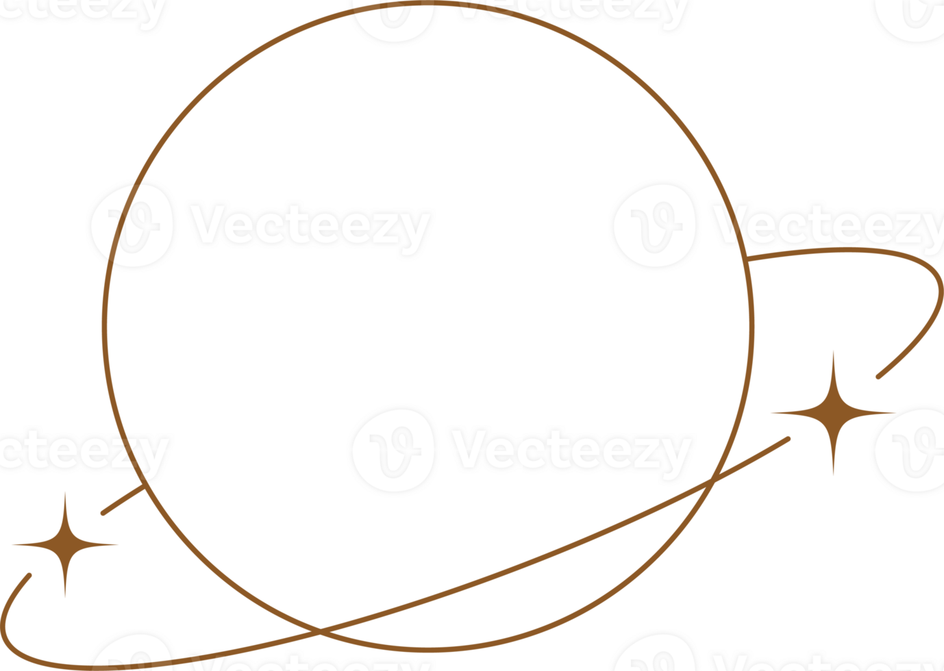esthetisch planeet baan vorm met sterren. minimaal y2k schets grafisch ontwerp met schittert. abstract minimalistisch grens. modieus boho meetkundig sjabloon png