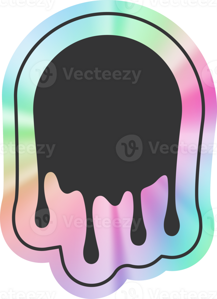 Y2k holographic melted sticker png