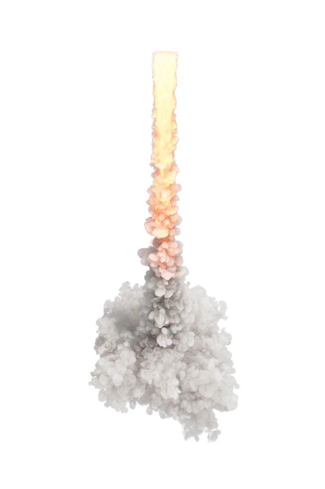 Smoke of rocket launch on transparent background png