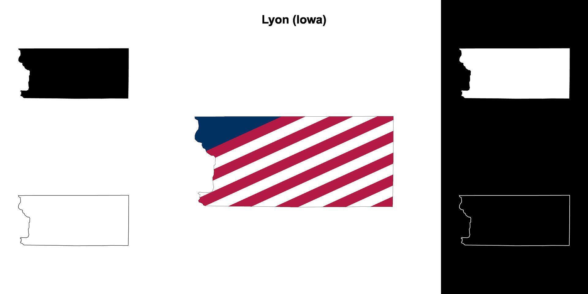 Lyon County, Iowa outline map set vector
