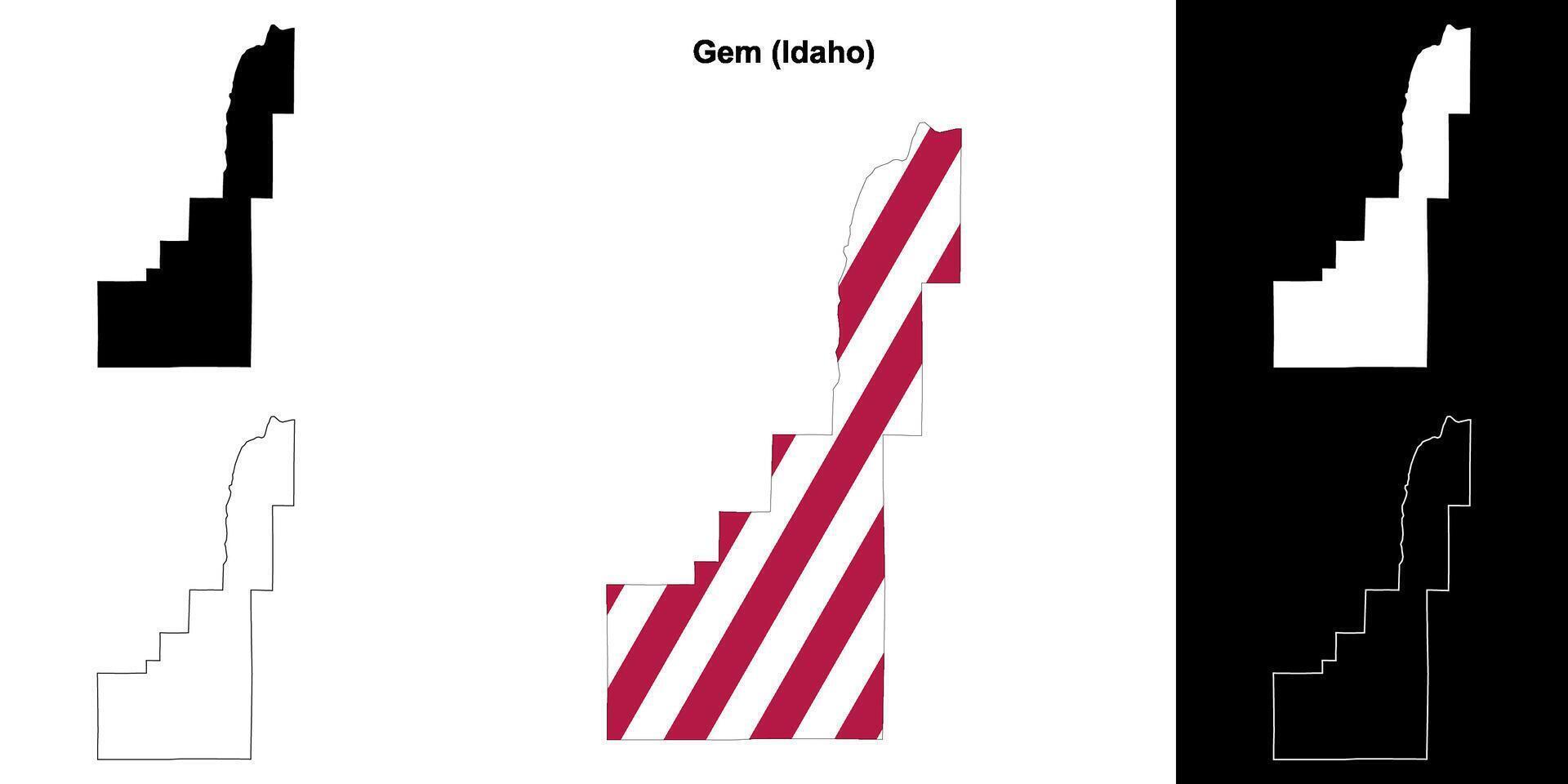 Gem County, Idaho outline map set vector
