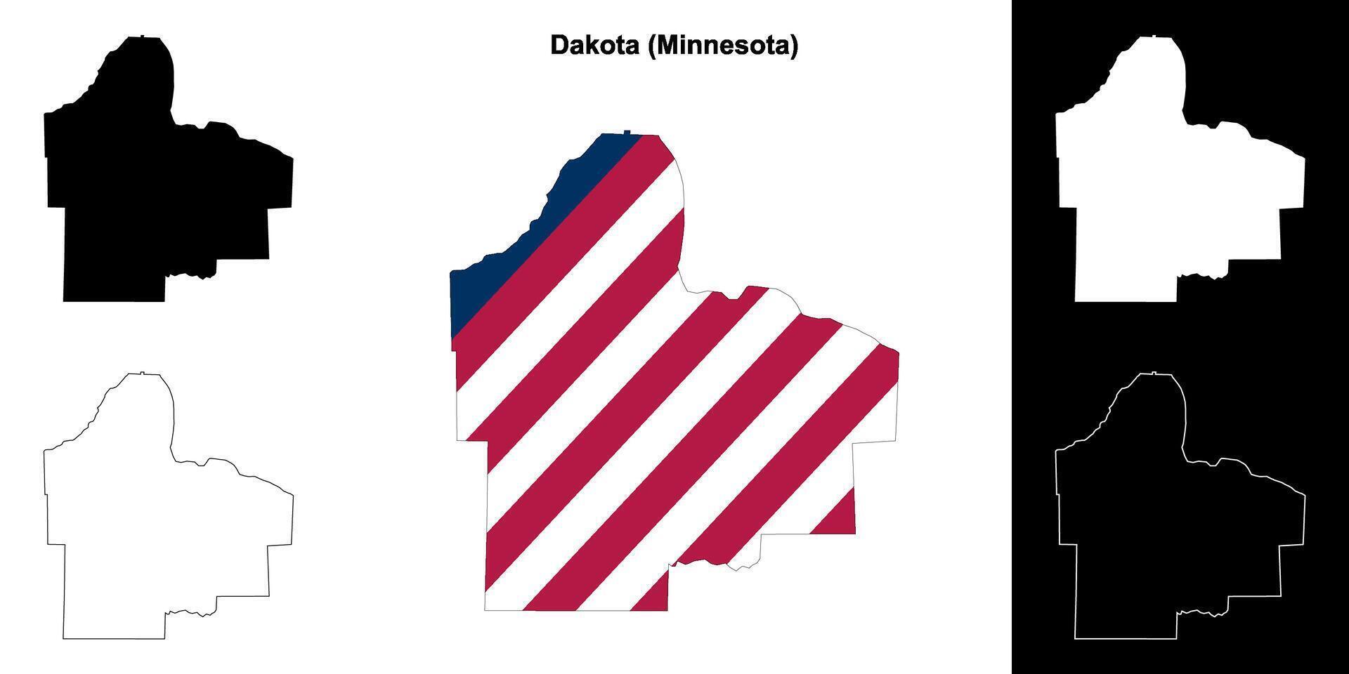 Dakota County, Minnesota outline map set vector