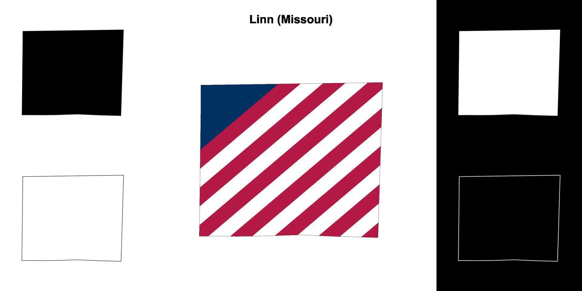 Linn County, Missouri outline map set vector