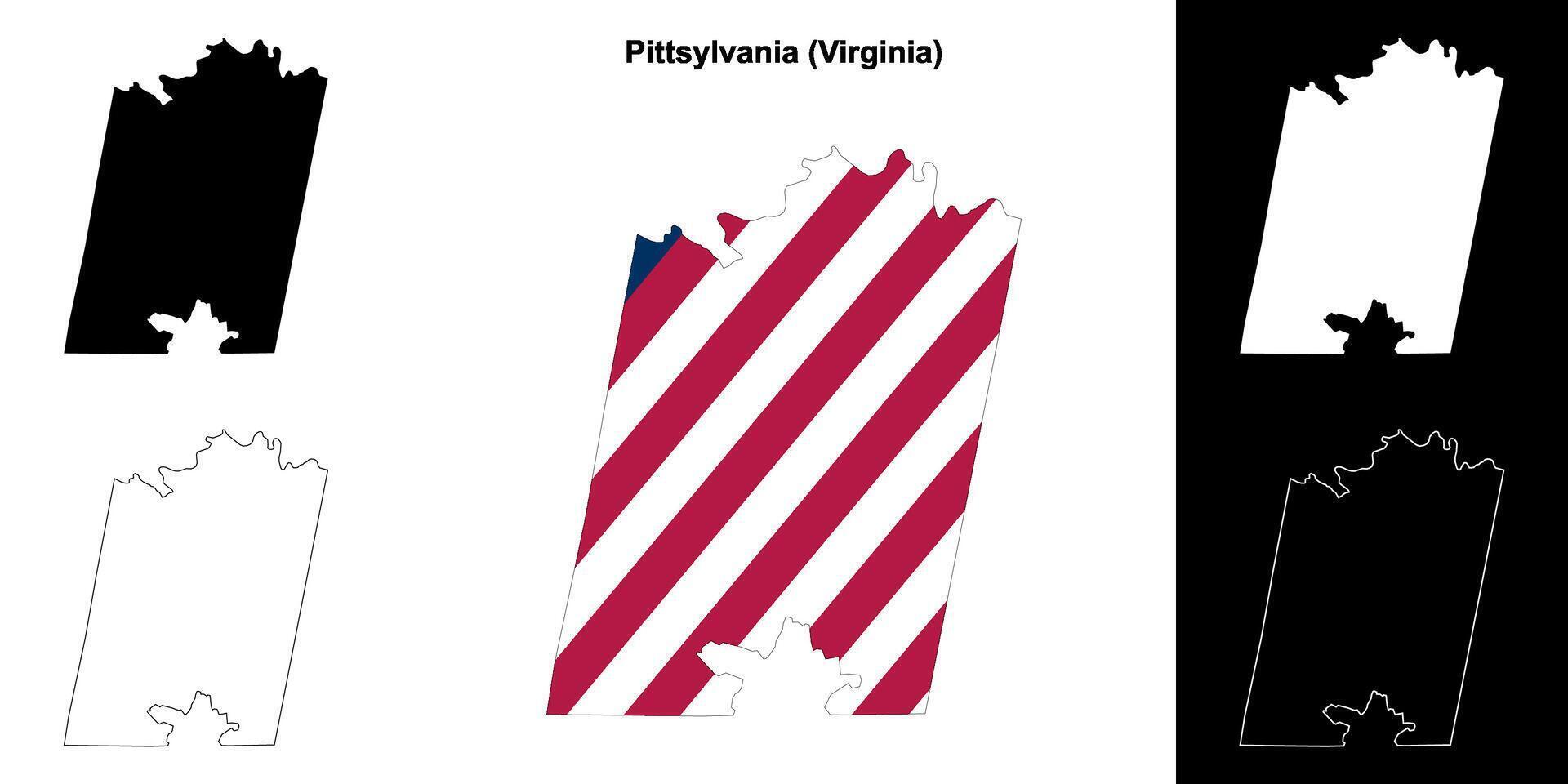 Pittsylvania County, Virginia outline map set vector