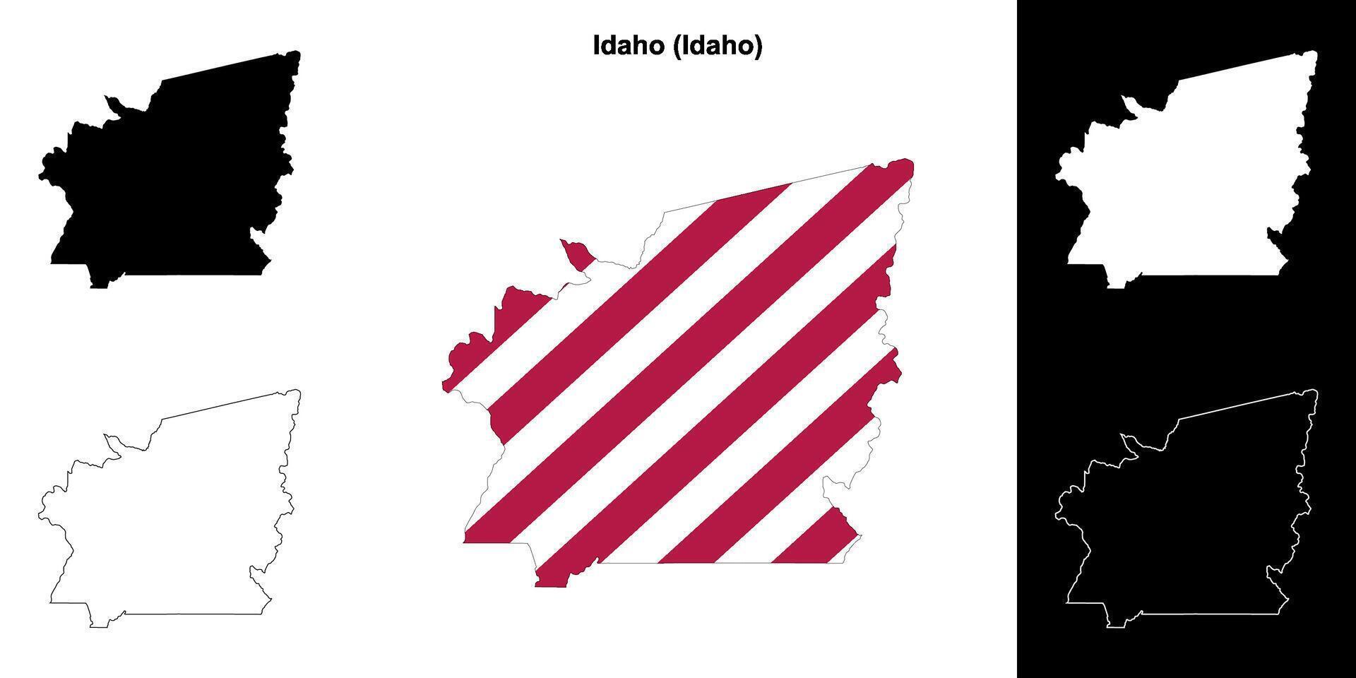 Idaho County, Idaho outline map set vector