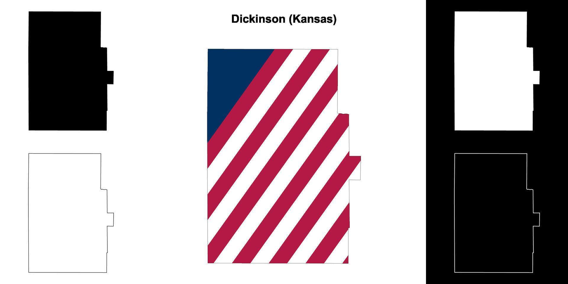 Dickinson County, Kansas outline map set vector