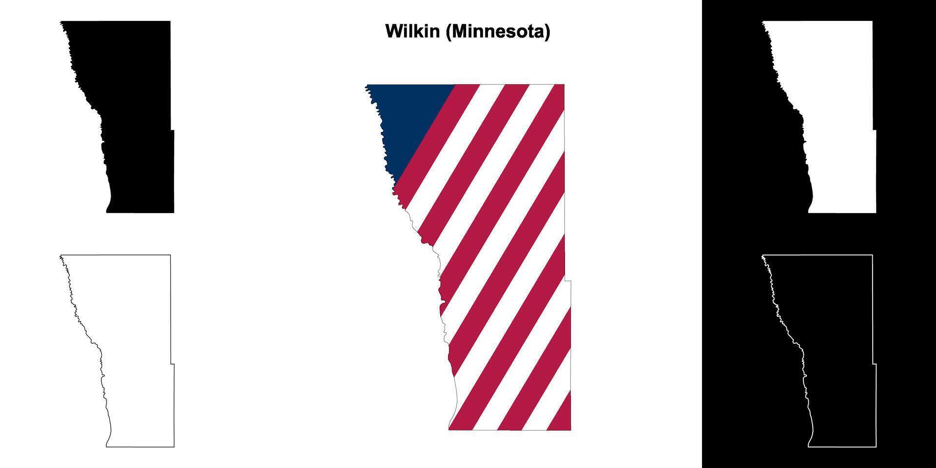 Wilkin County, Minnesota outline map set vector