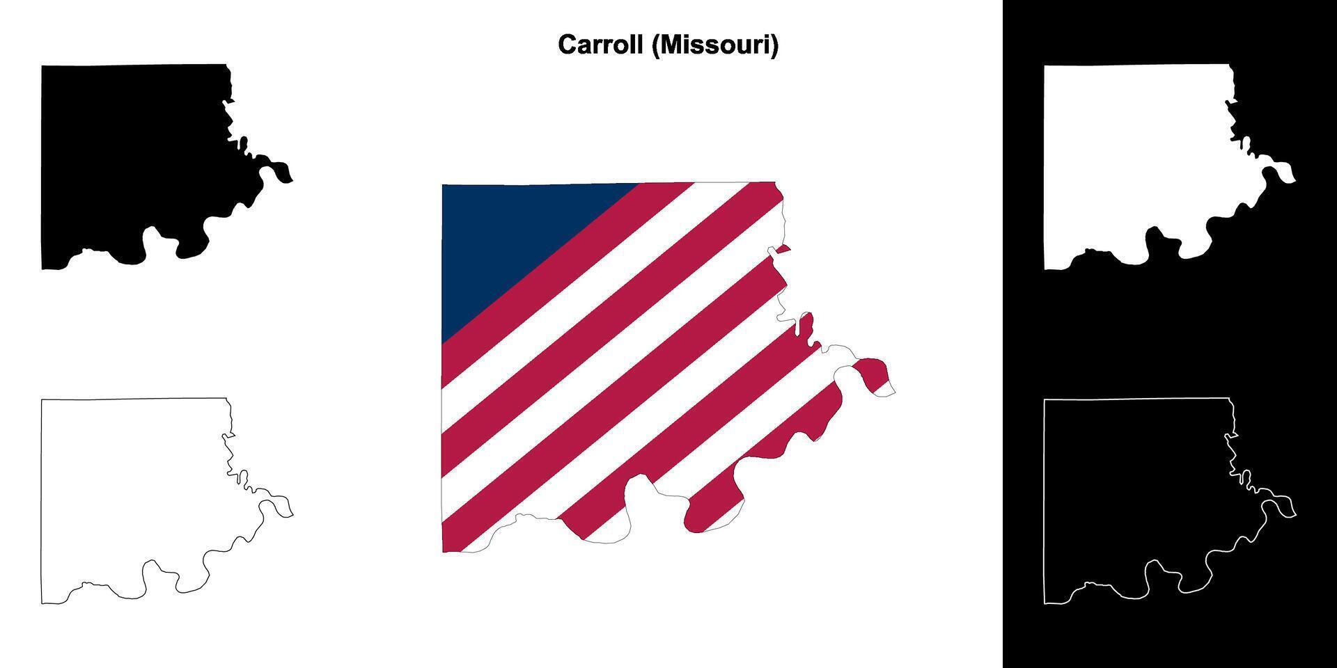 Carroll County, Missouri outline map set vector