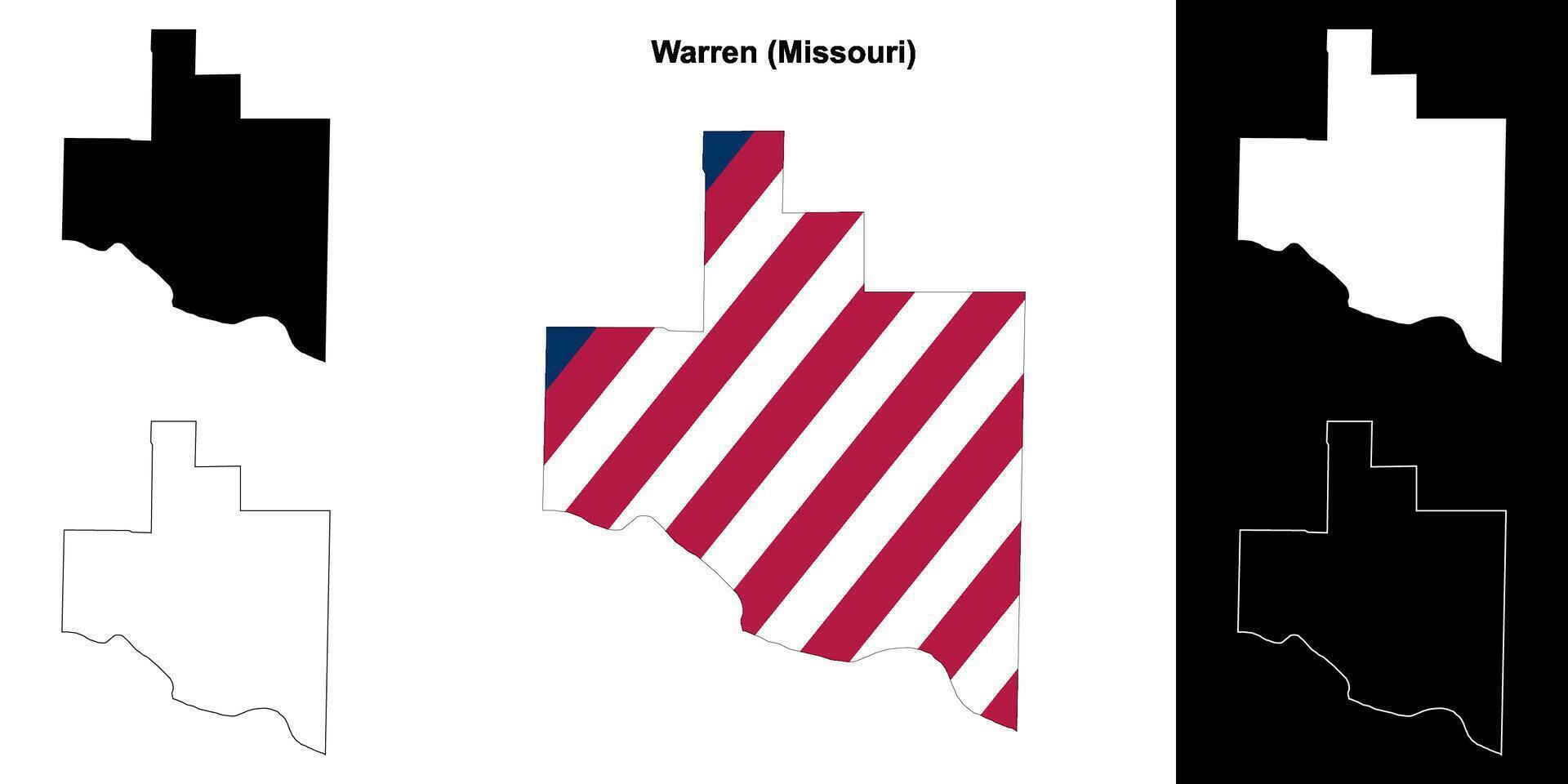 Warren County, Missouri outline map set vector