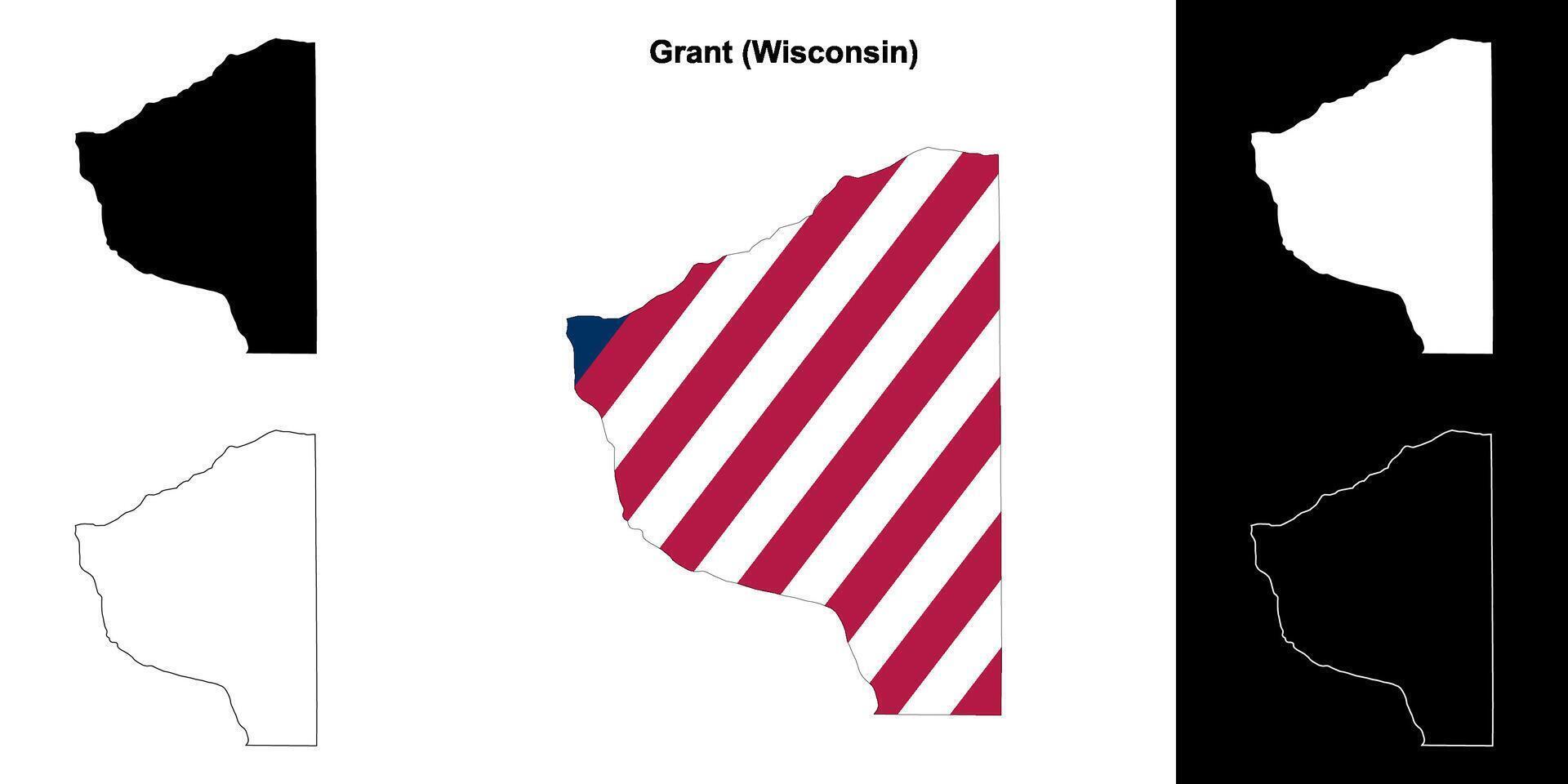 Grant County, Wisconsin outline map set vector