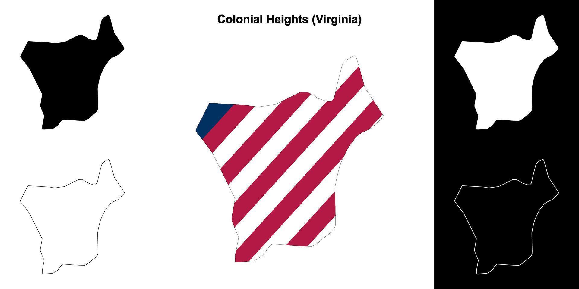 Colonial Heights County, Virginia outline map set vector