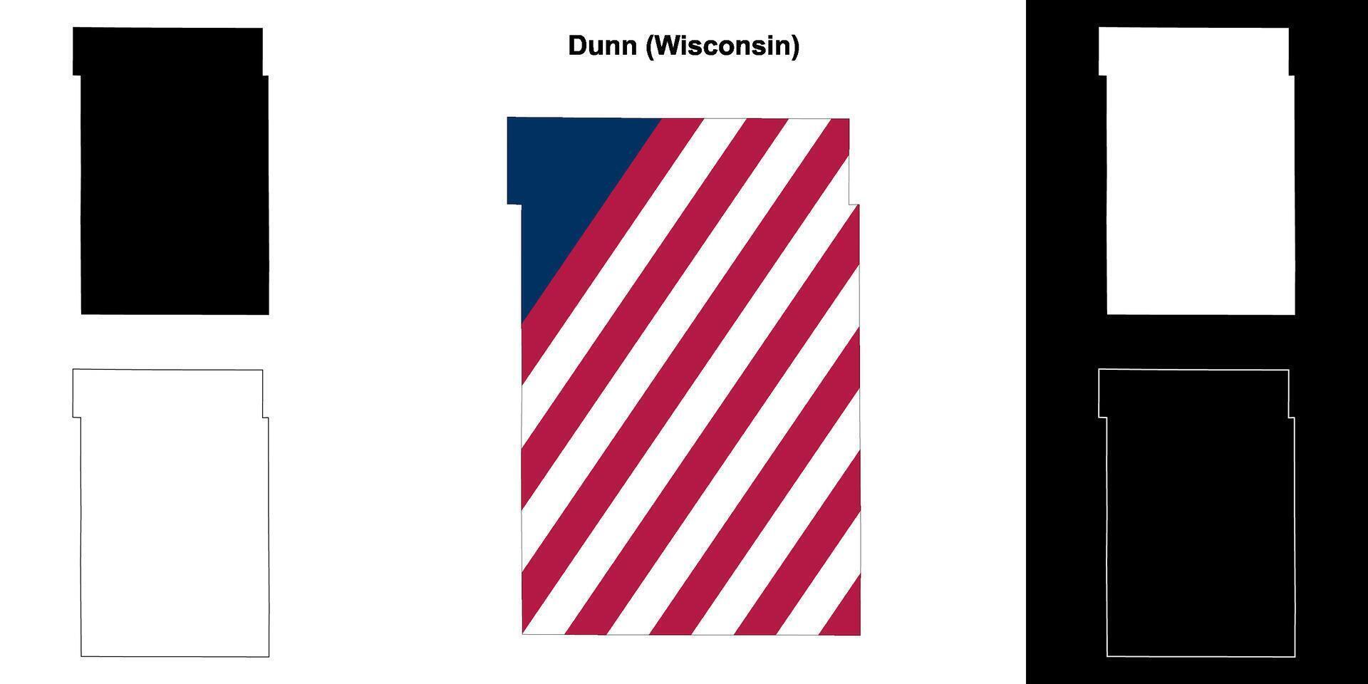 dun condado, Wisconsin contorno mapa conjunto vector