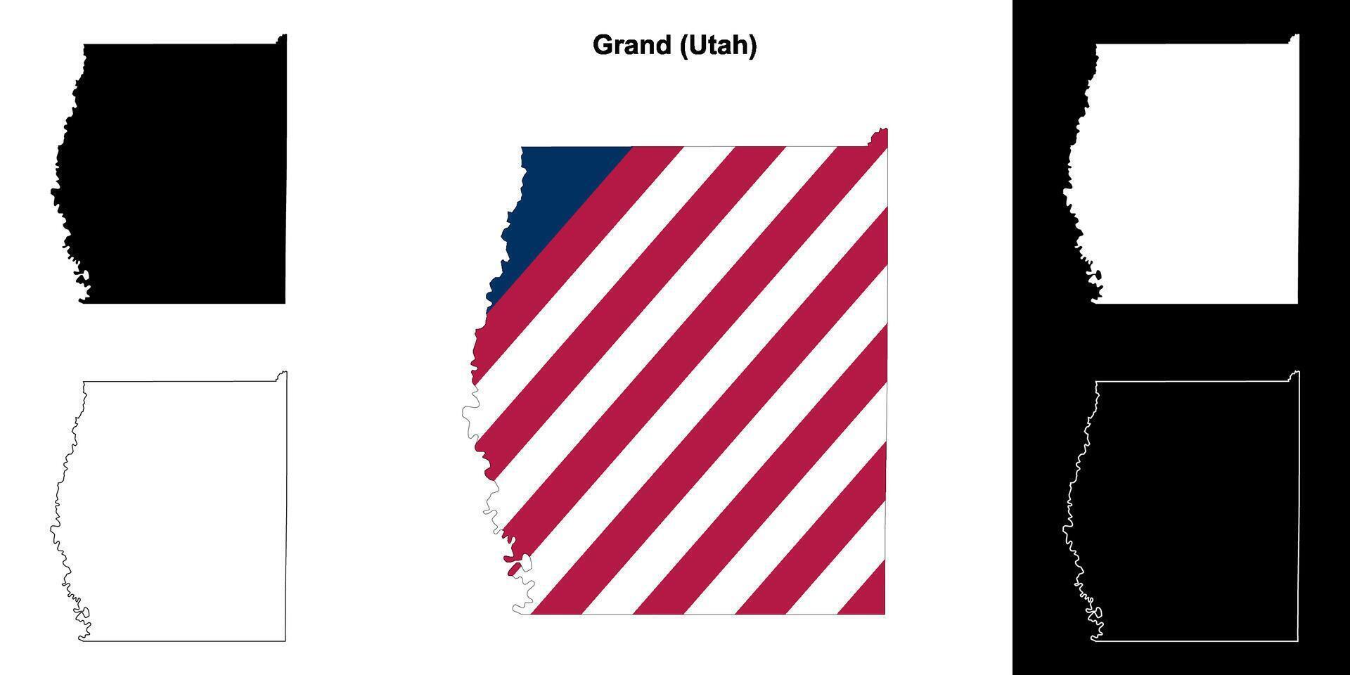 Grand County, Utah outline map set vector