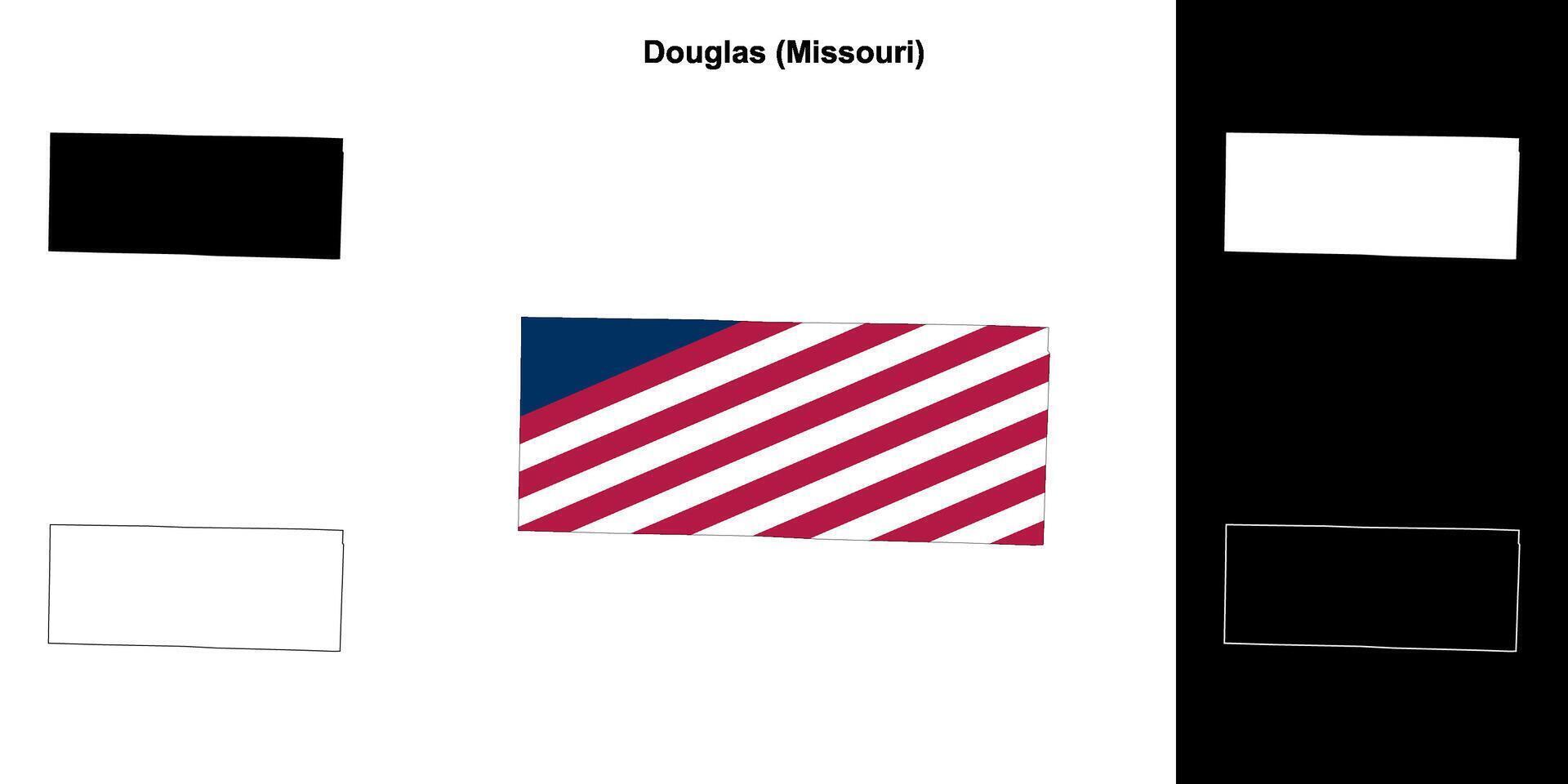 Douglas County, Missouri outline map set vector