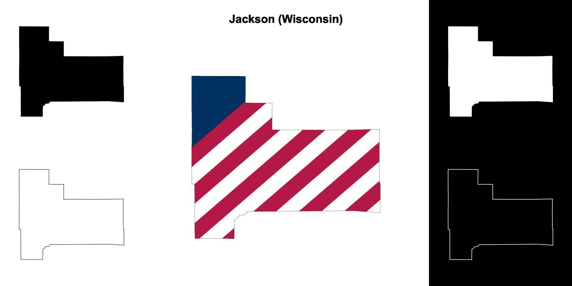 Jackson County, Wisconsin outline map set vector