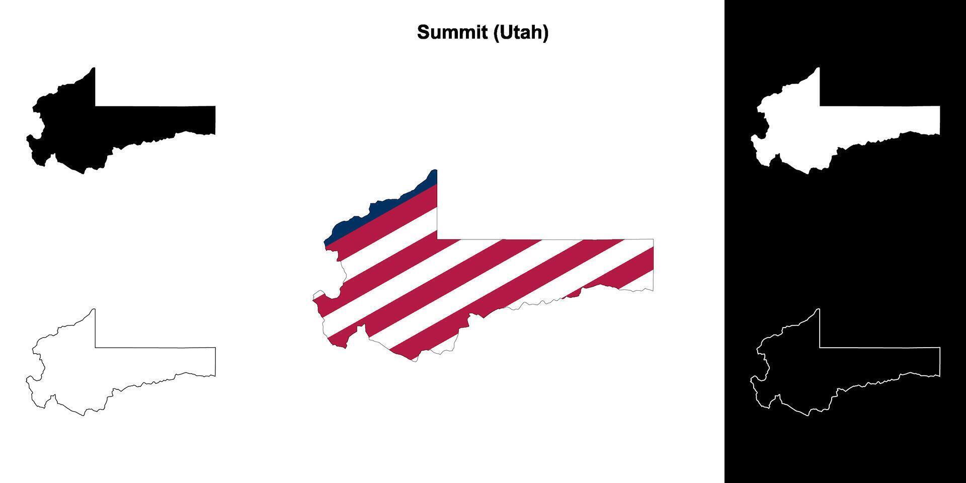 Summit County, Utah outline map set vector