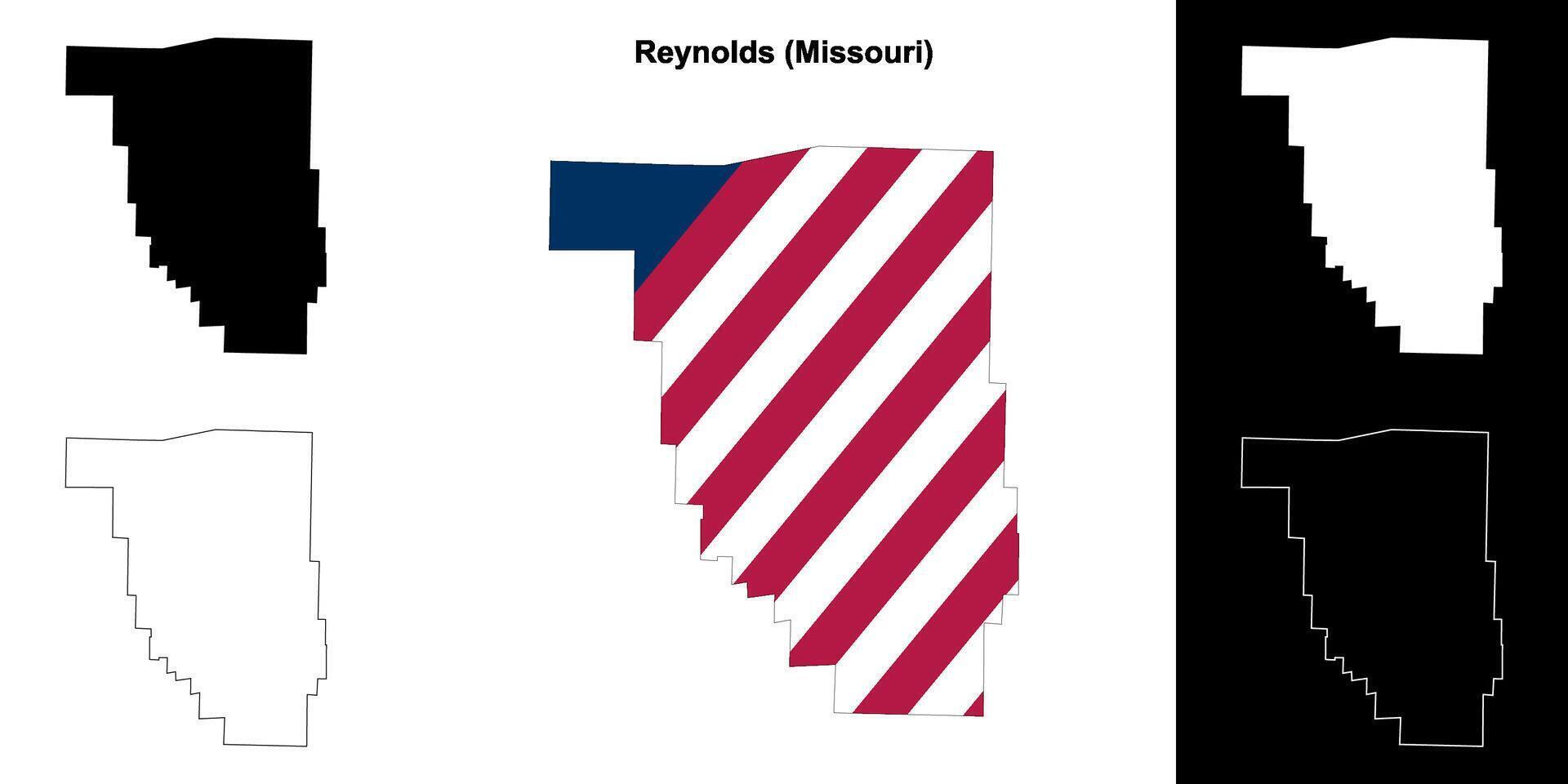 Reynolds County, Missouri outline map set vector