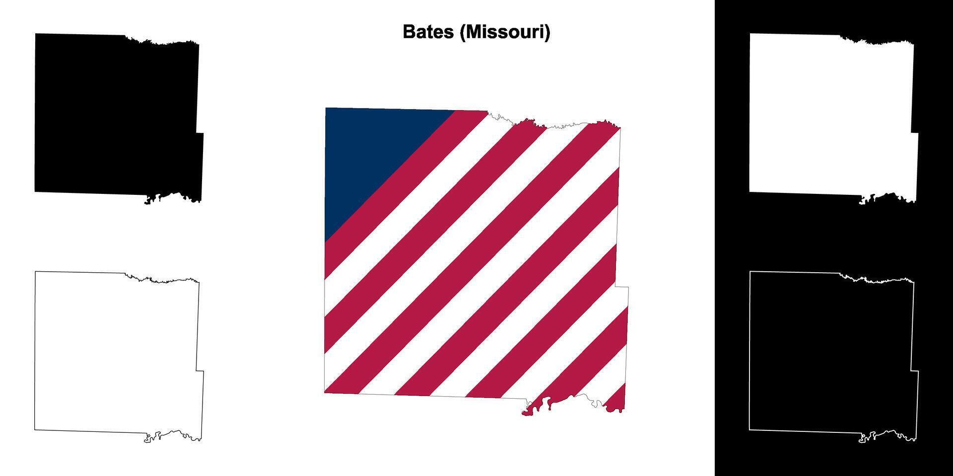 Bates County, Missouri outline map set vector