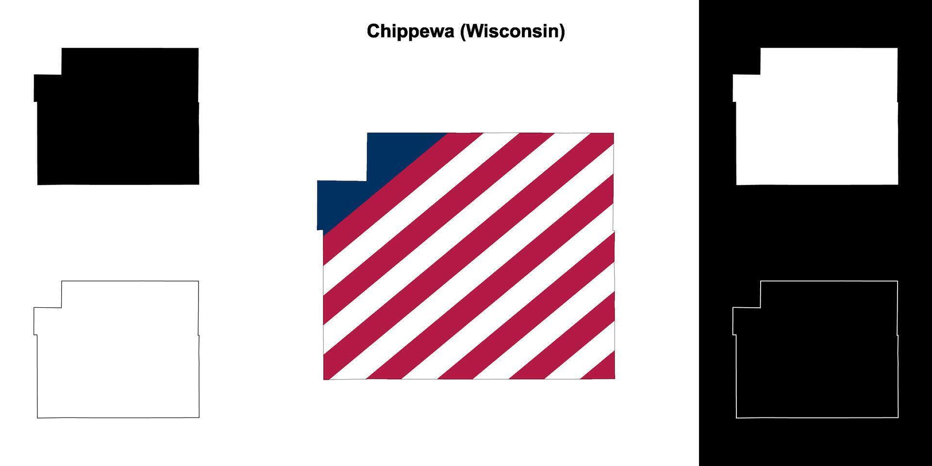 Chippewa County, Wisconsin outline map set vector