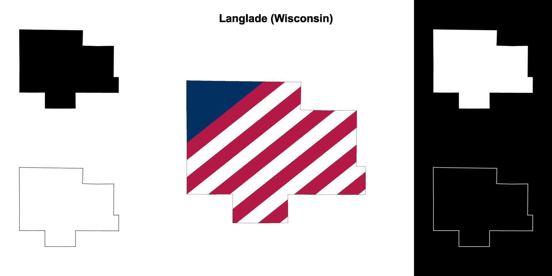 Langlade County, Wisconsin outline map set vector