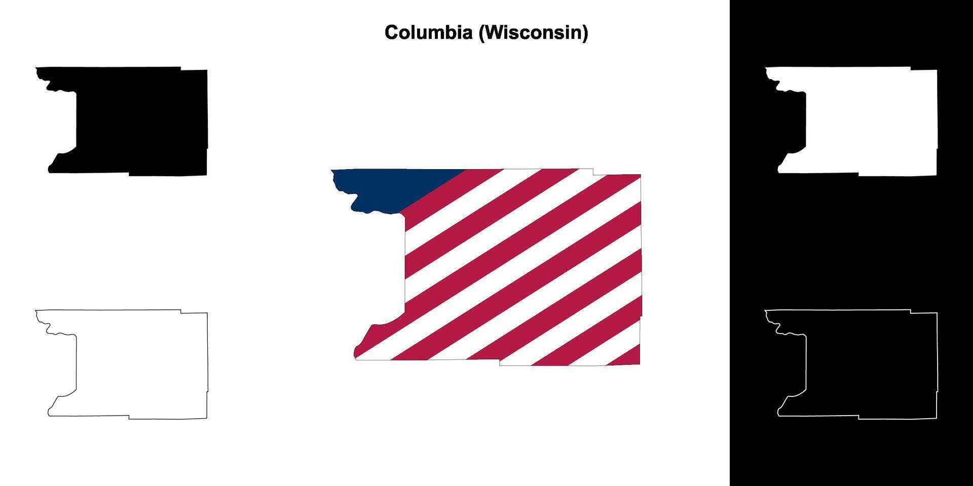 Columbia County, Wisconsin outline map set vector