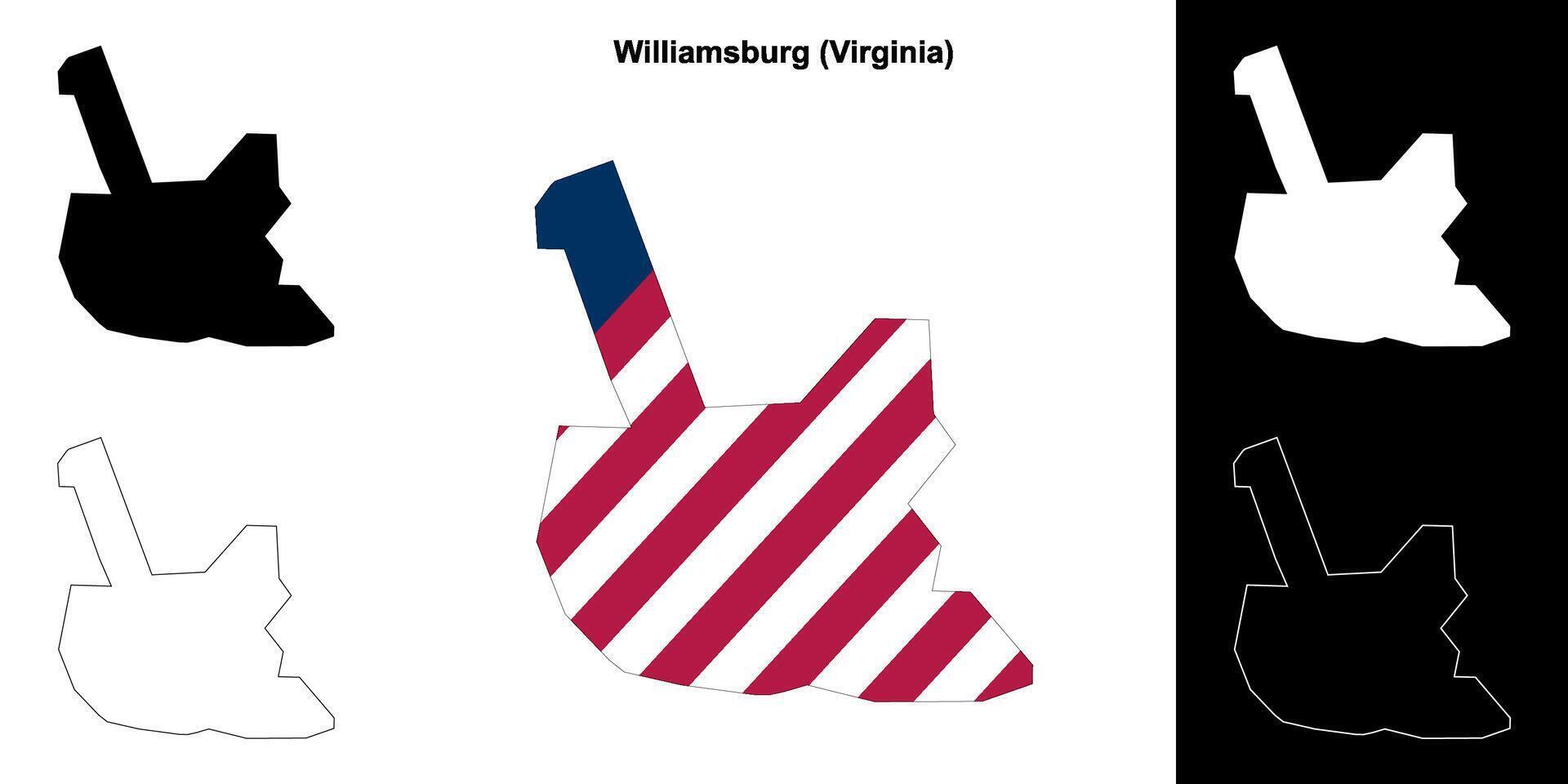 Williamsburg County, Virginia outline map set vector