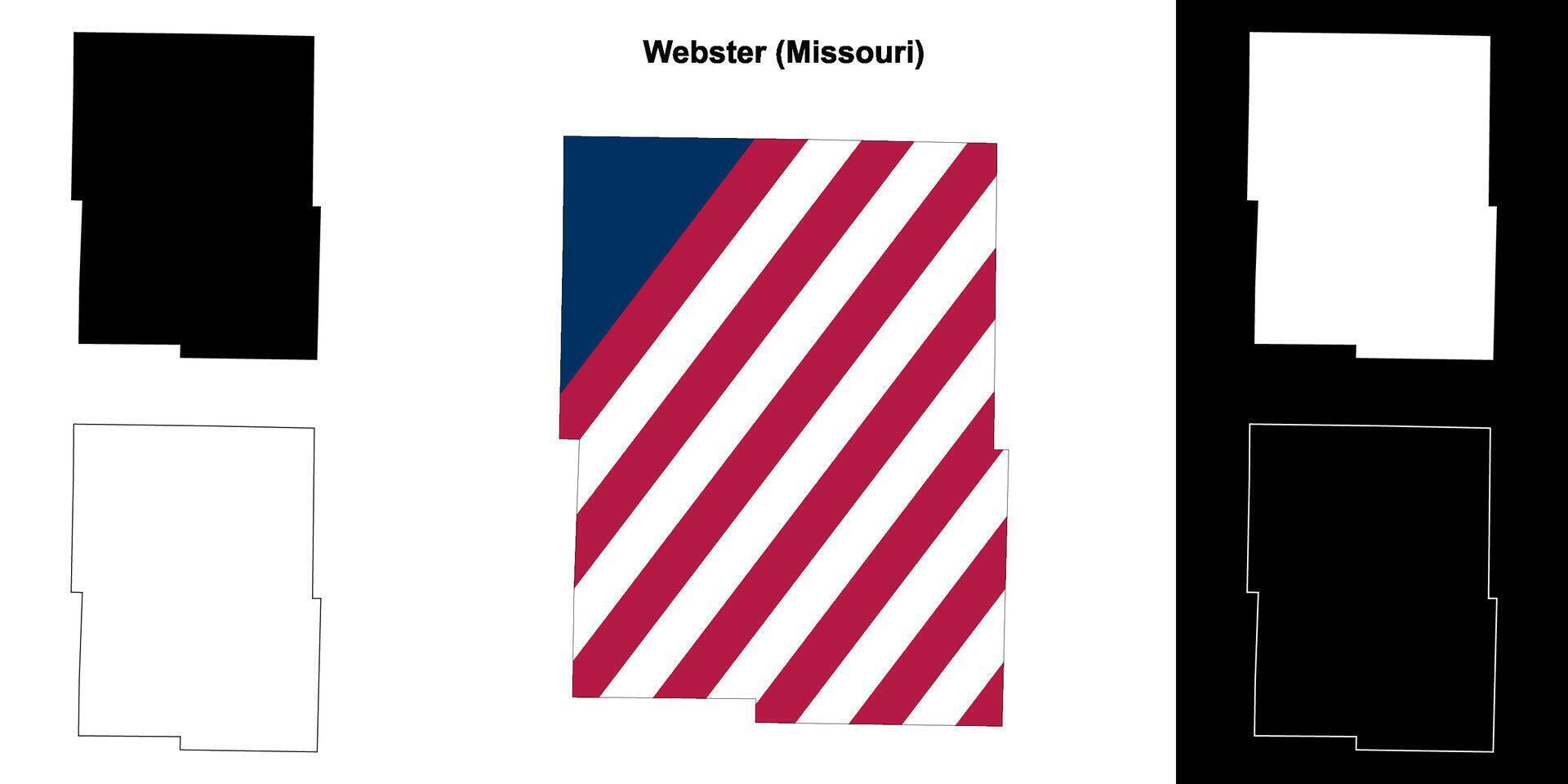 Webster County, Missouri outline map set vector