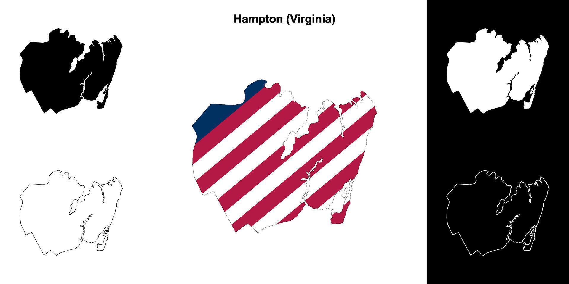 Hampton condado, Virginia contorno mapa conjunto vector