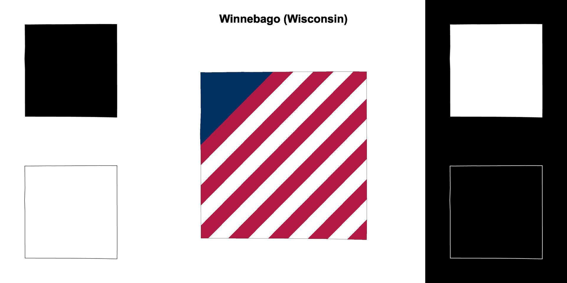 Winnebago County, Wisconsin outline map set vector