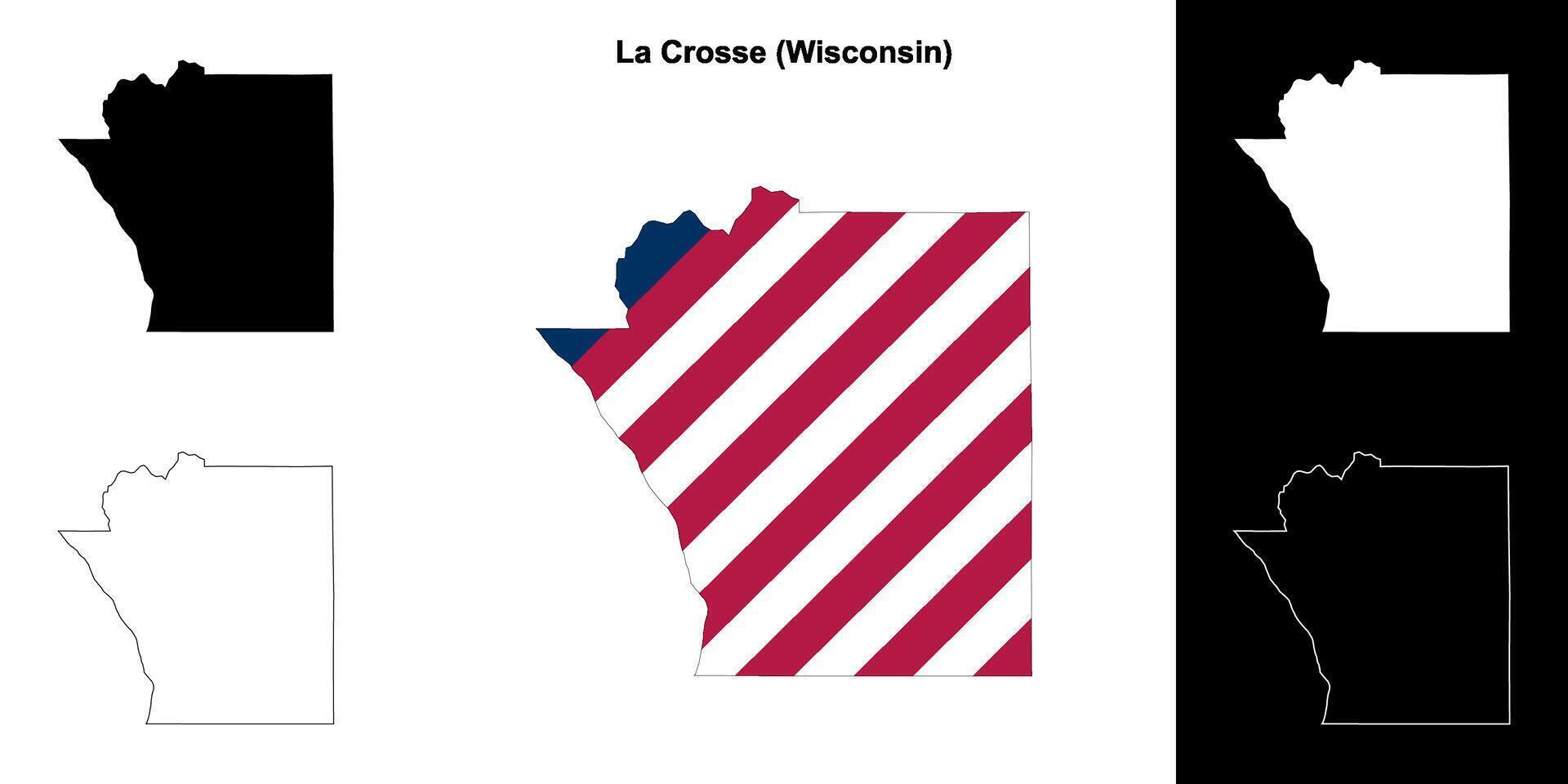 la cruzar condado, Wisconsin contorno mapa conjunto vector