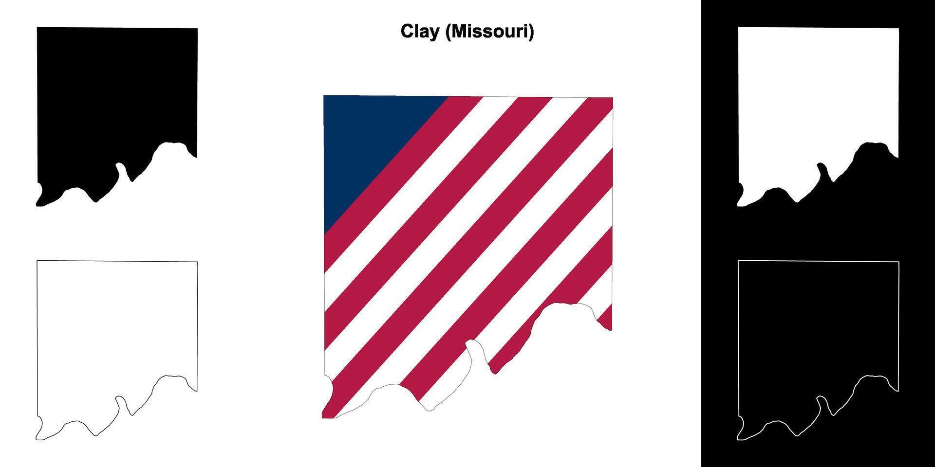 Clay County, Missouri outline map set vector