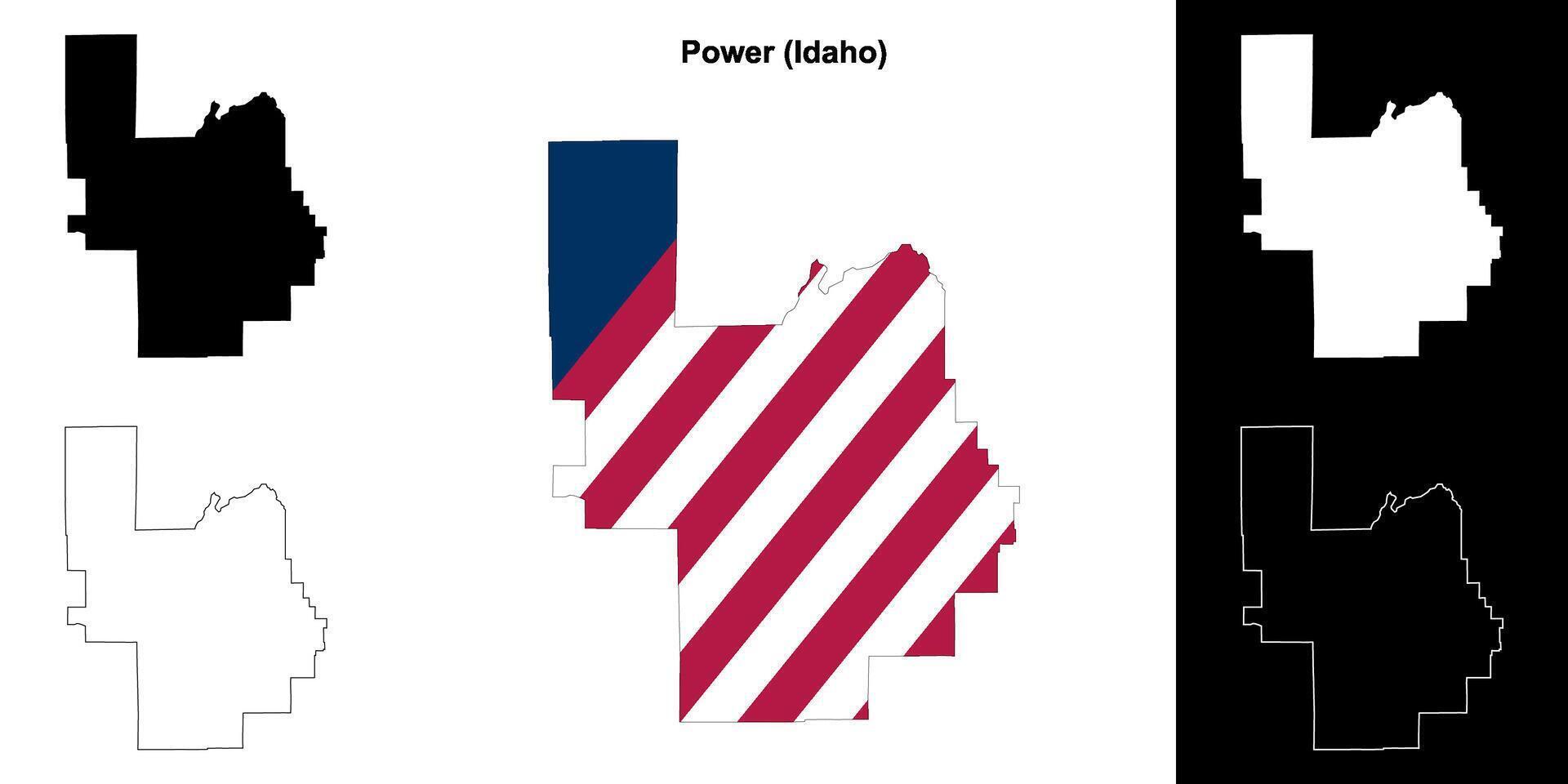 Power County, Idaho outline map set vector