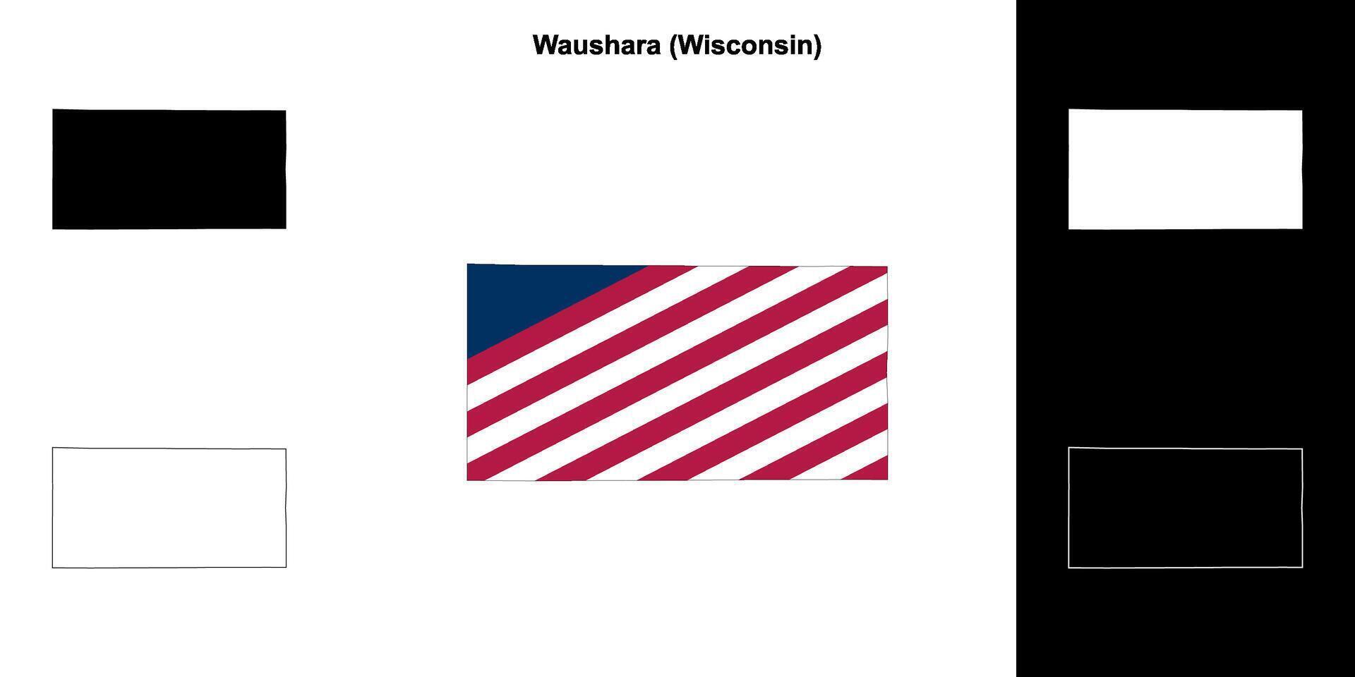 Waushara County, Wisconsin outline map set vector