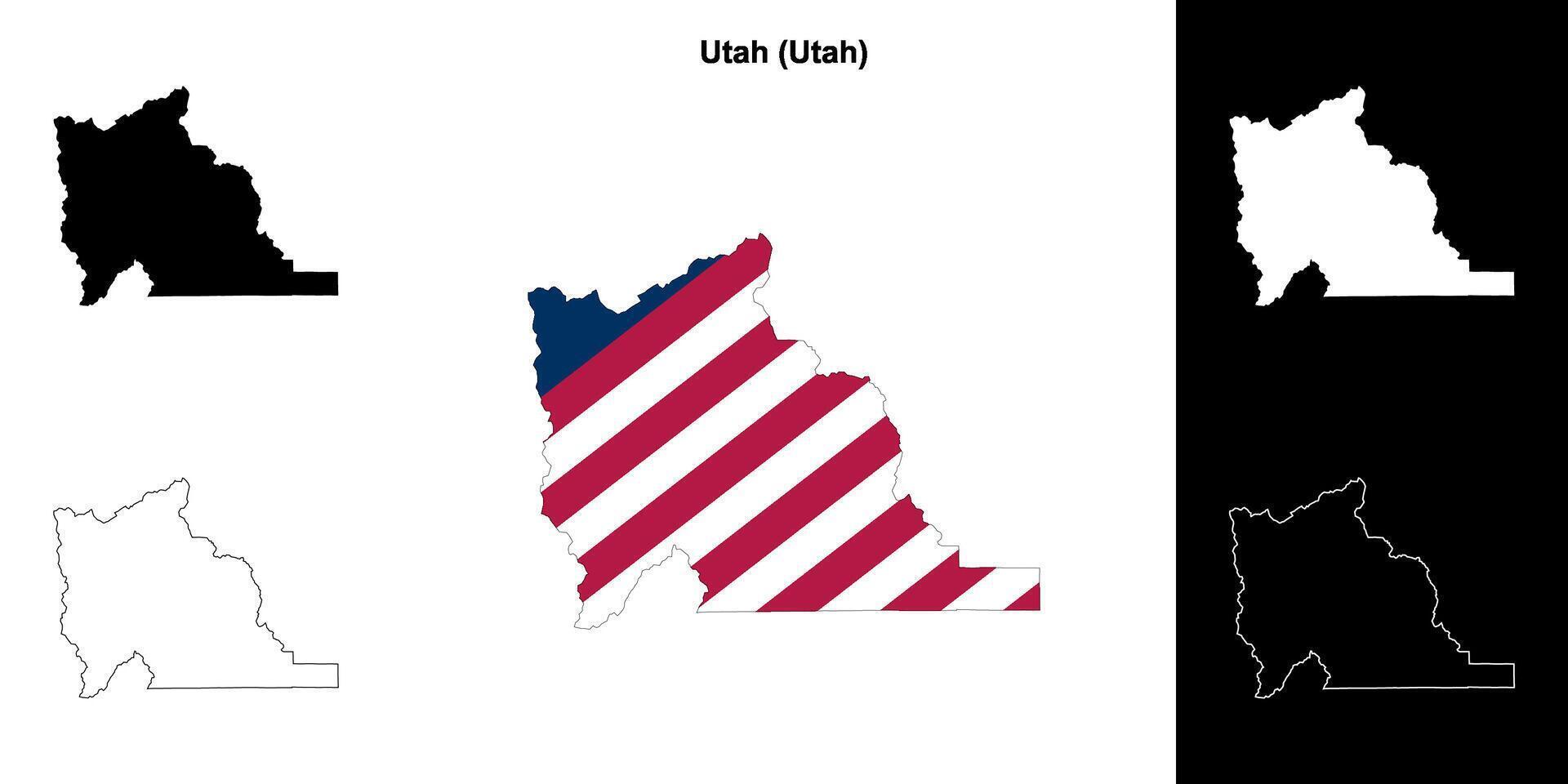 Utah County, Utah outline map set vector