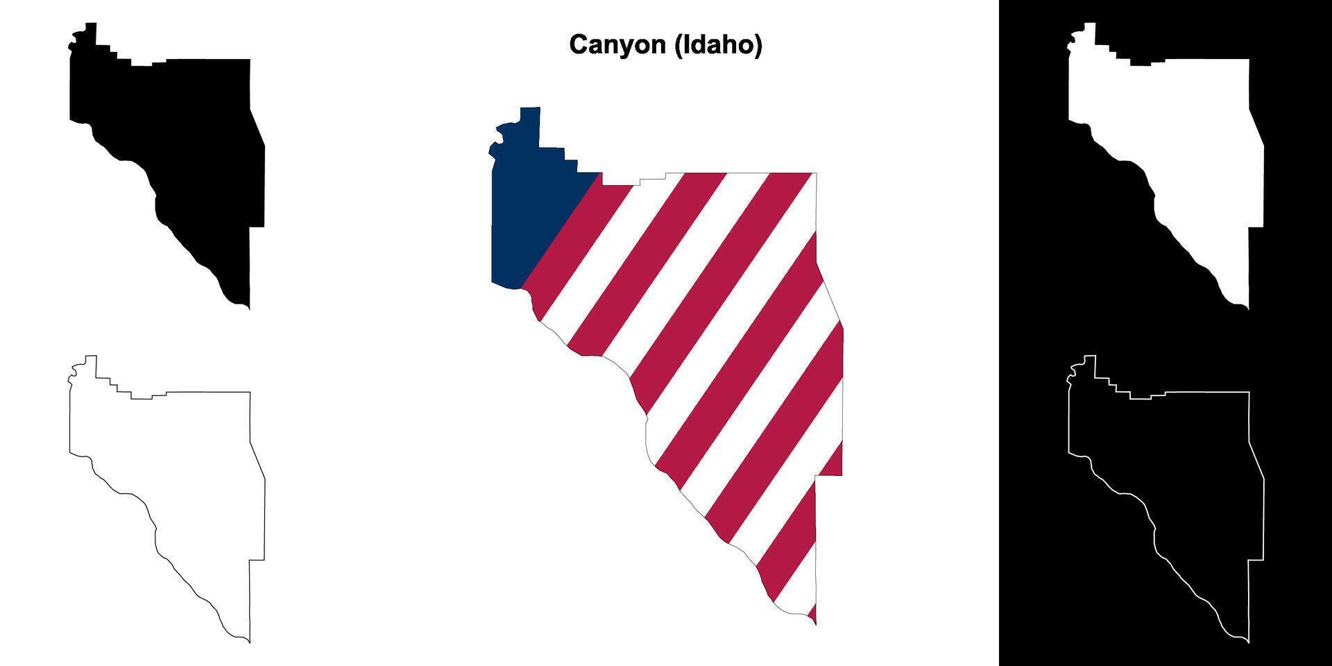 Canyon County, Idaho outline map set vector