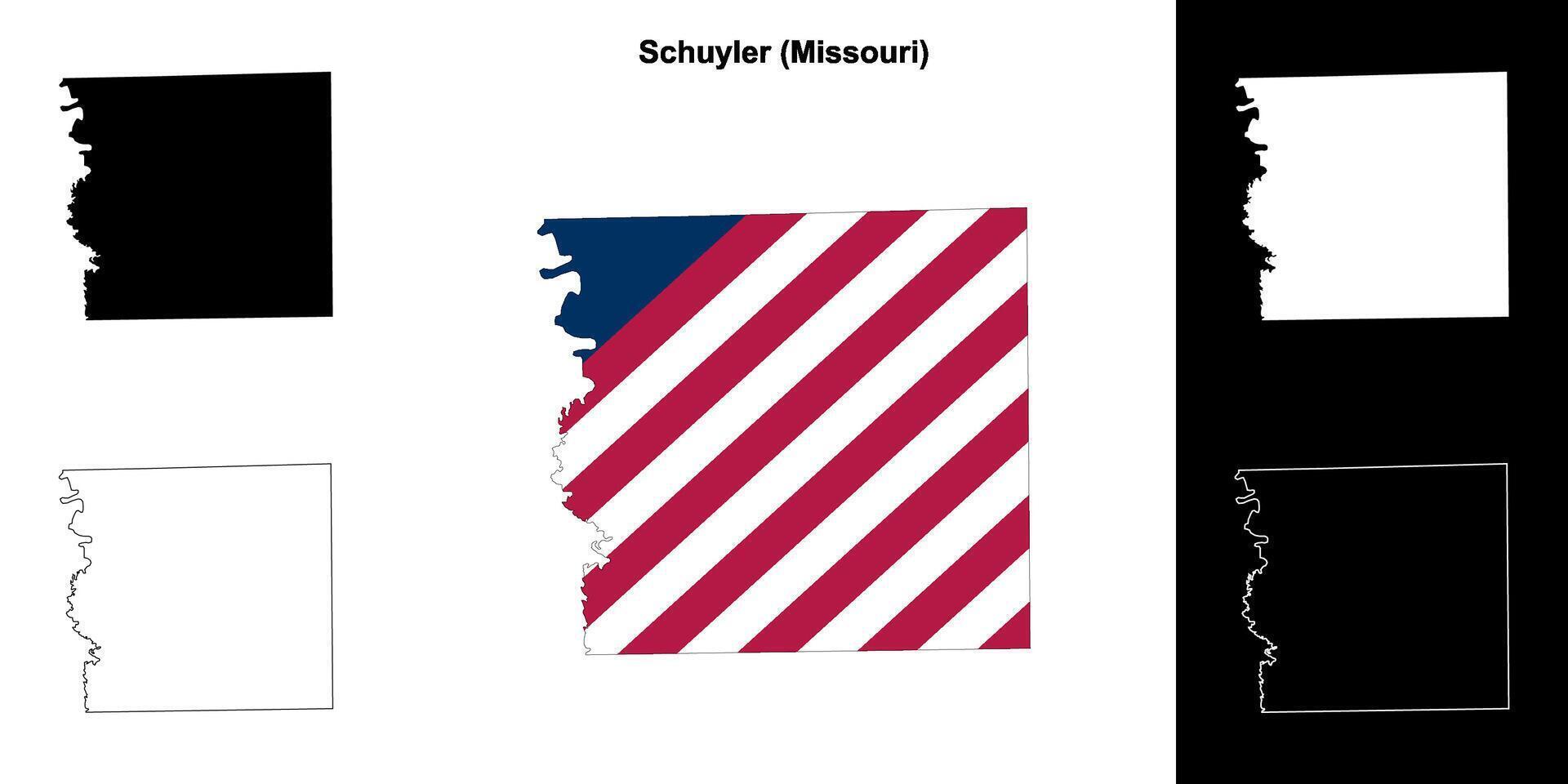 Schuyler County, Missouri outline map set vector