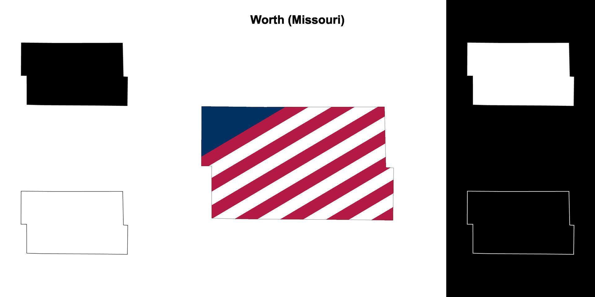 Worth County, Missouri outline map set vector