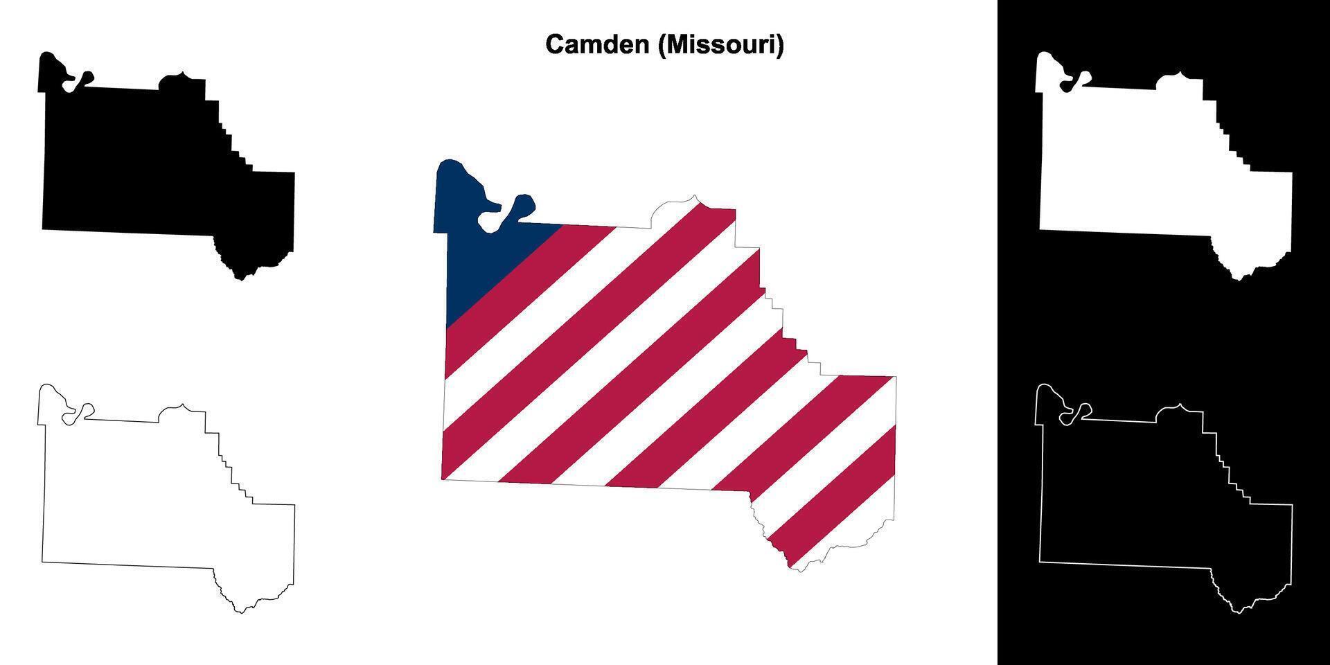 Camden County, Missouri outline map set vector