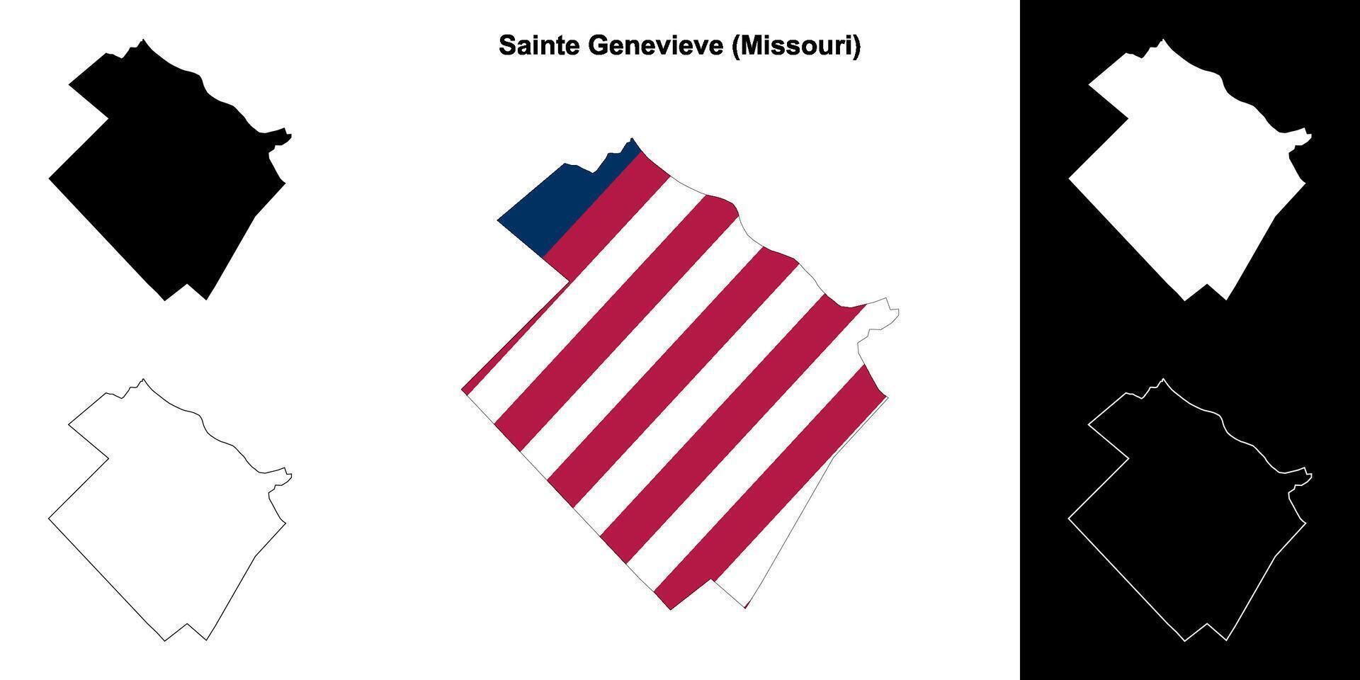 Sainte Genevieve County, Missouri outline map set vector